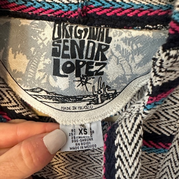 The Original Señor Lopez Baja Hoodie striped XS pullover $60 surf recycled - Picture 3 of 5